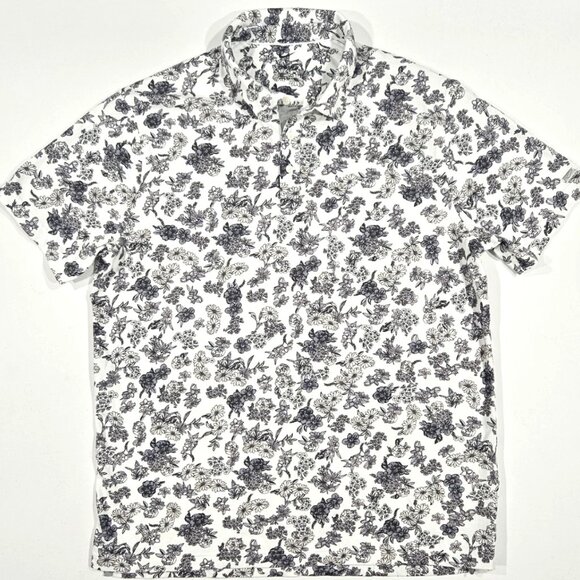 Nike Dri-FIT Floral Print Polo Shirt White/Black Size XL - Picture 1 of 8